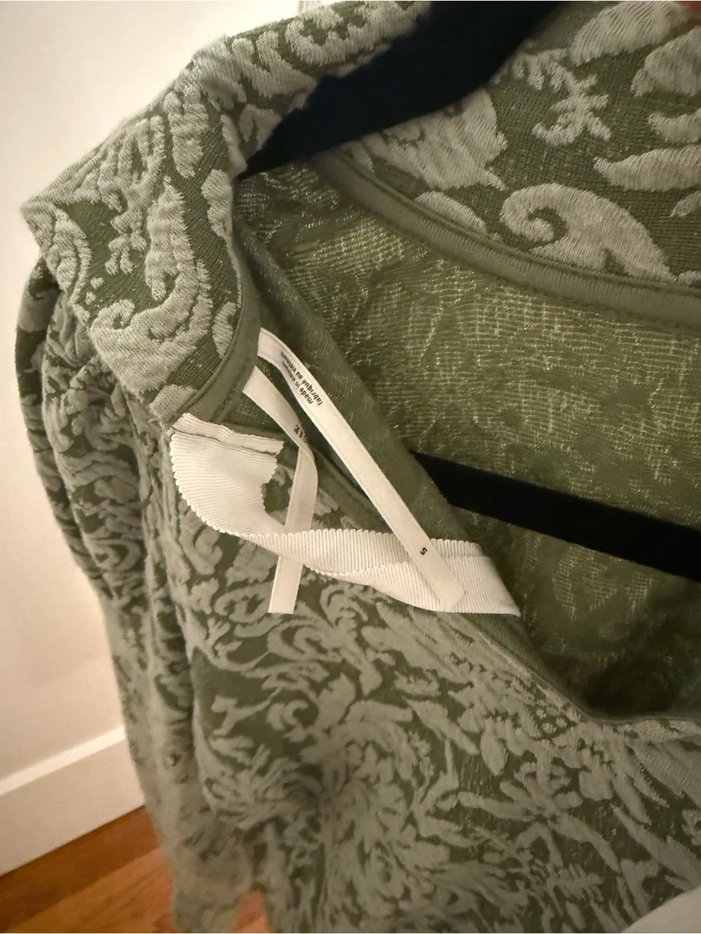 By Anthropologie Puff-Sleeve Turtleneck Jacquard Top Green Size S